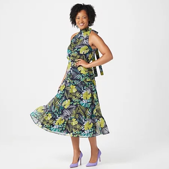 SAM EDELMAN Halter Smocked Mid Dress NEW/Neverworn - Picture 2 of 10